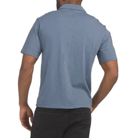 RAG & BONE Slate Blue Classic Slub Jersey Polo